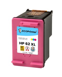 HP ECOPrinter 62C | Cartouche ECOPrinter &eacute;quivalent &agrave; HP 62 XL | Famille HP 62 | 3 Couleurs (3C) | 415 pages