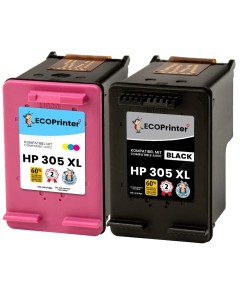 HP ECOPrinter 305P1 | Pack de 2 cartouches ECOPrinter &eacute;quivalent &agrave; HP 305 XL | Famille HP 305 | 3 Couleurs (3C) | 650/350 pages