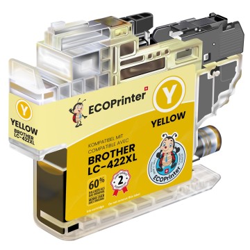 BROTHER ECOPrinter 422XLY | Cartouche ECOPrinter équivalent à Brother LC-422XL   | Jaune (Y) | 1'500 pages
