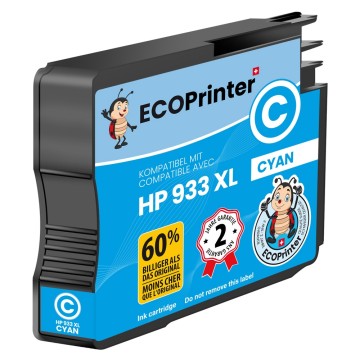 HP ECOPrinter 933C | Cartouche ECOPrinter équivalent à HP 933 XL | Famille HP 932 / HP 933 | Cyan (C) | 825 pages