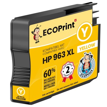 HP ECOPrinter 963Y | Cartouche ECOPrinter équivalent à HP 963XL  | Famille HP 963 | Jaune (Y) | 1'600 pages