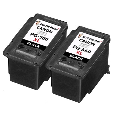 CANON ECOPrinter 560P3 | Pack de 2 cartouches ECOPrinter équivalent à Canon PG-560 XL  | Famille Canon PG-560 / CL-561 | Noir (BK) | 750 pages