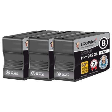HP ECOPrinter 932P4 | Pack de 3 cartouches ECOPrinter équivalent à HP 932XL | Famille HP 932 / HP 933 | 3 Noir | 1'000 pages