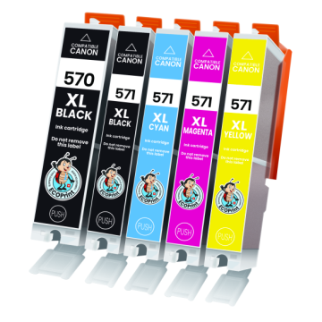 CANON ECOPrinter 570P1 | Pack de 5 cartouches ECOPrinter Canon PGI-570 XL / CLI-571 XL  | Famille Canon PGI-570 / CLI-571 | 3 Couleurs (3C) | Pack Economique