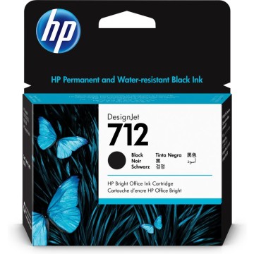 HP 3ED71A | Cartouche d'encre 712 | DesignJet T230/250/630 | Noir (BK) | 80ml