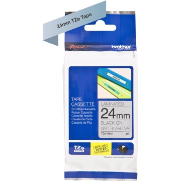 P-TOUCH TZe-M951 | Flexitape lam. noir/argent-mat | Pour PT-550 | 24 mm