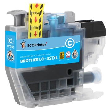 BROTHER ECOPrinter 421XLC | Cartouche ECOPrinter équivalent à Brother LC-421XL   | Cyan (C) | 500 pages