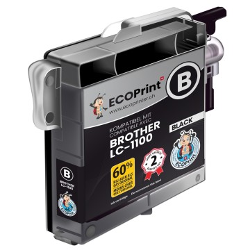 BROTHER ECOPrinter 1100BK | Cartouche ECOPrinter équivalent à Brother LC-1100  | Famillle Brother LC-1100 | Noir (BK) | 700 pages