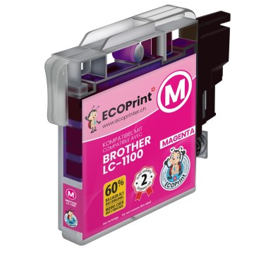 BROTHER ECOPrinter 1100M | Cartouche ECOPrinter équivalent à Brother LC-1100  | Famillle Brother LC-1100 | Magenta (M) | 475 pages