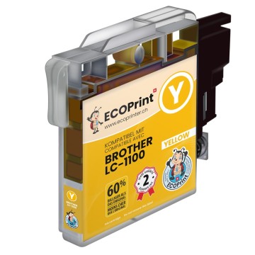 BROTHER ECOPrinter 1100Y | Cartouche ECOPrinter équivalent à Brother LC-1100  | Famillle Brother LC-1100 | Jaune (Y) | 475 pages