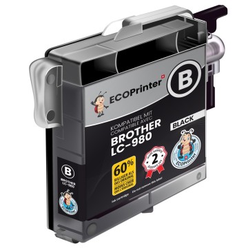 BROTHER ECOPrinter 980BK | Cartouche ECOPrinter équivalent à Brother LC-980   | Noir (BK) | 700 pages