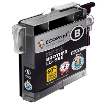 BROTHER ECOPrinter 985BK | Cartouche ECOPrinter équivalent à Brother LC-985   | Noir (BK) | 700 pages