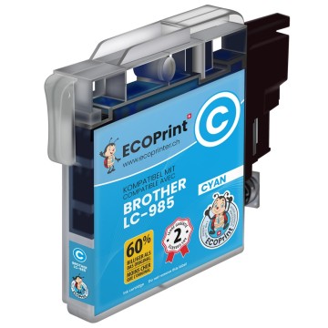 BROTHER ECOPrinter 985C | Cartouche ECOPrinter équivalent à Brother LC-985   | Cyan (C) | 475 pages