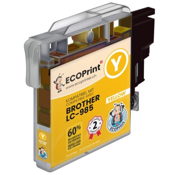 BROTHER ECOPrinter 985Y | Cartouche ECOPrinter équivalent à Brother LC-985 | Jaune (Y) | 475 pages