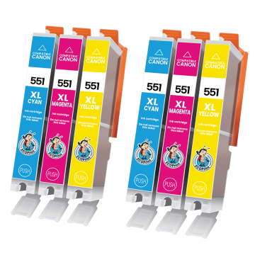 CANON ECOPrinter 550P5 | Pack de 6 cartouches ECOPrinter équivalent à Canon CLI-551 XL  | Famille Canon PGI-550 / CL-551 | 6 Couleurs individuelles | 1'130/695 pages