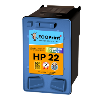 HP ECOPrinter 22C | Cartouche ECOPrinter équivalent à HP 22 XL | Famille HP 21 / HP 22 | 3 Couleurs (3C) | 415 pages