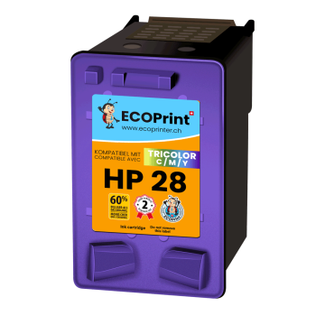 HP ECOPrinter 28C | Cartouche ECOPrinter équivalent à HP 28 | Famille HP 27 / HP 28 | 3 Couleurs (3C) | 420 pages