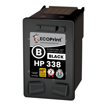 HP ECOPrinter 338BK | Cartouche ECOPrinter équivalent à HP 338  | Famille  HP 336/7/8/9 342/3/4 | Noir (BK) | 660 pages