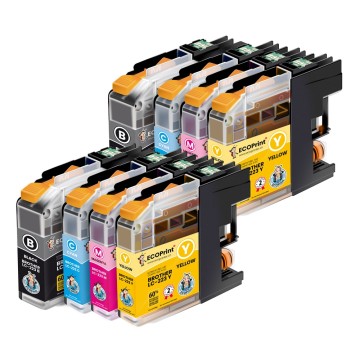 BROTHER ECOPrinter 223P3 | Pack de 8 cartouches ECOPrinter équivalent à Brother LC-223 | Famille Brother LC-223 | 2 Noir et 6 Couleurs individuelles | 700/700 pages