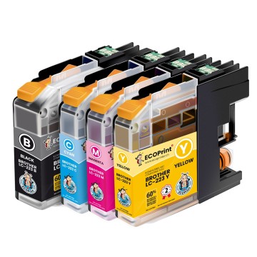 BROTHER ECOPrinter 223P1 | Pack de 4 cartouches ECOPrinter équivalent à Brother LC-223 | Famille Brother LC-223 | 1 Noir et 3 Couleurs individuelles | 700/700 pages