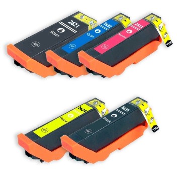 EPSON ECOPrinter 426P1 | Pack de 5 cartouches ECOPrinter équivalent à Epson T26 | Famille Epson T26 | 1 noir et 4 Couleurs individuelles | 500/400/700 pages