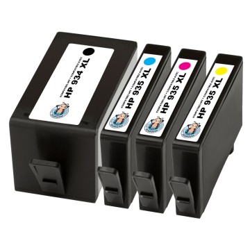 HP ECOPrinter 934P1 | Pack de 4 cartouches ECOPrinter équivalent à HP 934 XL / 935 XL | Famille HP 934 / HP 935 | 1 Noir et 3 Couleurs individuelles | 1'850/950 pages